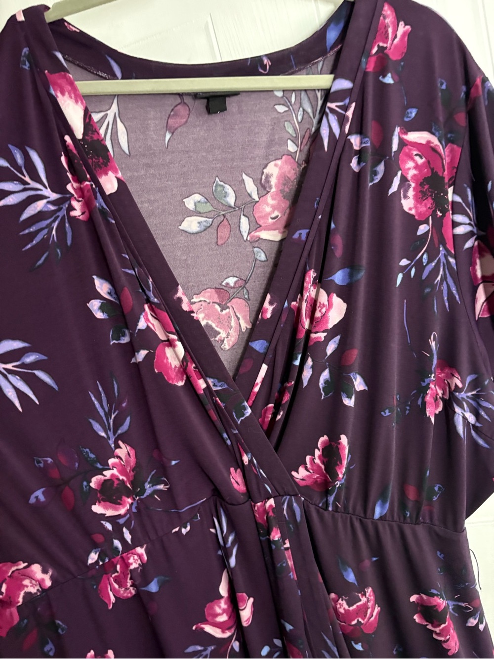 Torrid Plum Floral Top with Pink Blooms size 6 - Picture 3 of 5